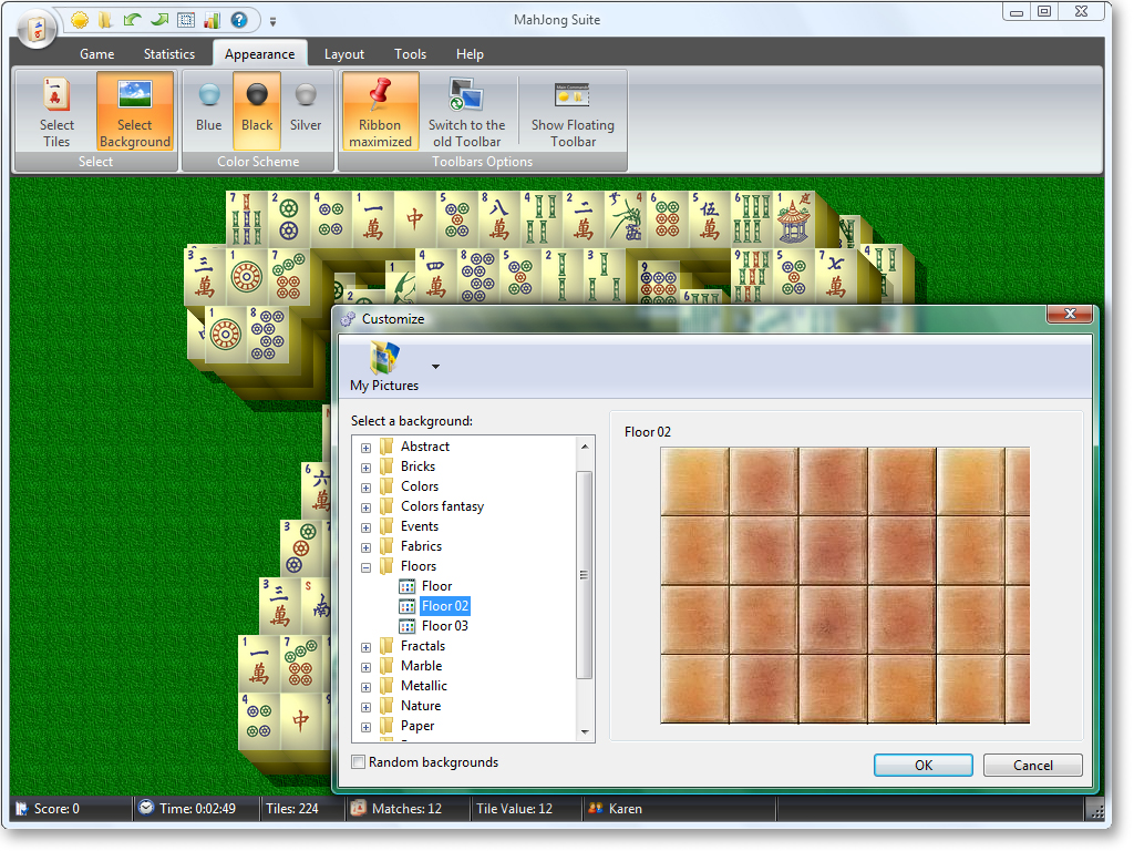 MahJong Suite - Customize Backgrounds Screenshot