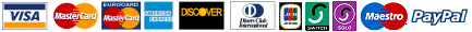 We accept Visa, MasterCard/Maestro, American Expess, Discover, Diners, JCB, Switch/Solo, and Paypal
